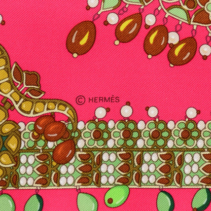 Hermes Silk Parures Des Maharajas Scarf 90 Rose Indien Kaki Chartreuse 5 of 6