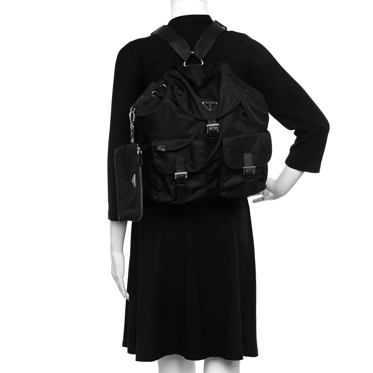 Prada Re-Nylon Saffiano Medium Backpack Black 2 of 9