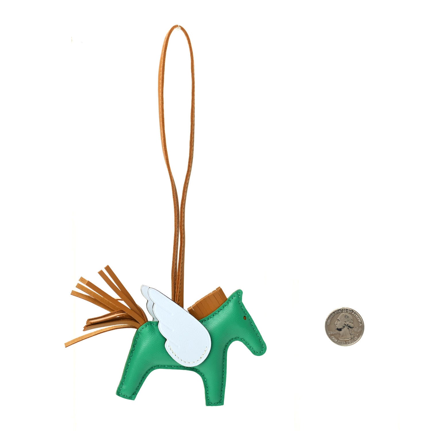 Hermes Milo Lambskin Grigri Rodeo Pegase Horse Bag Charm PM Menthe Sesame Bleu Brume 2 of 5