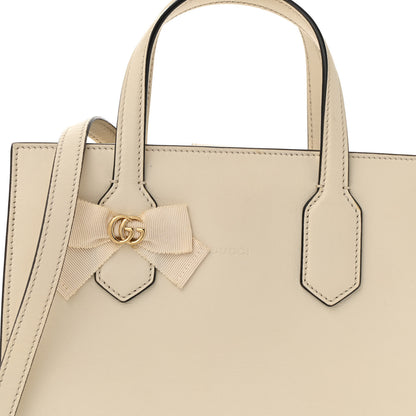 Gucci Calfskin Marmont Ribbon Top Handle Bag White 8 of 17