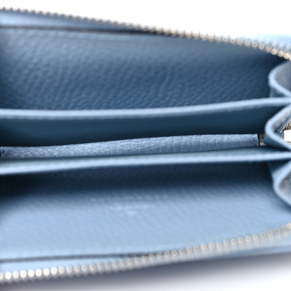 Gucci Dollar Calfskin Enamel Monochrome GG Marmont Zip Around Card Holder Porcelain Light Blue 5 of 10