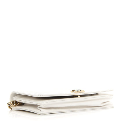 Chanel Caviar Chevron Boy Wallet On Chain WOC White 4 of 10