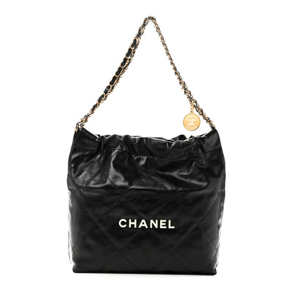 Chanel Shiny Calfskin Quilted Small Chanel 22 Black 1 of 11