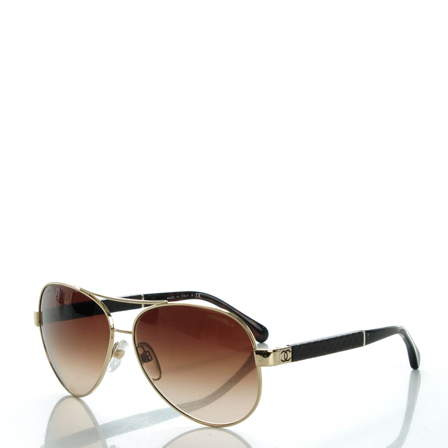 Chanel Lambskin Quilted CC Aviator Sunglasses 4195-Q Gold Brown 2 of 8