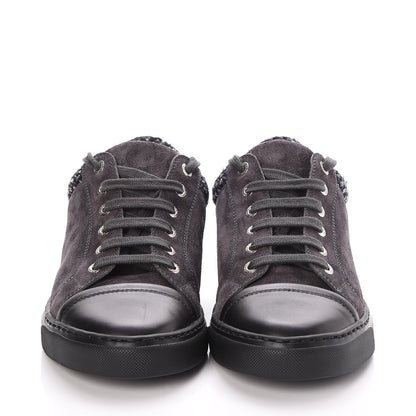 Chanel Suede Calfskin Tweed Low Top Sneakers 37 Dark Grey 2 of 9