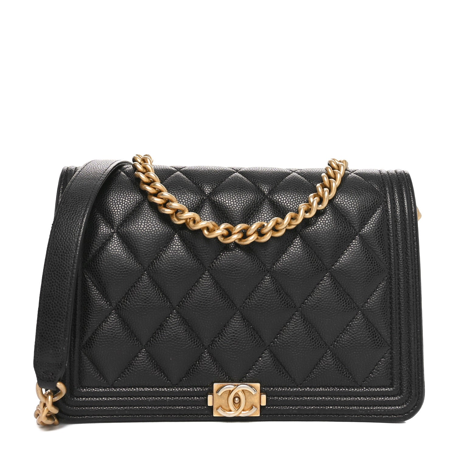 Chanel Caviar Quilted Boy Wallet On Chain WOC Black 1 of 11