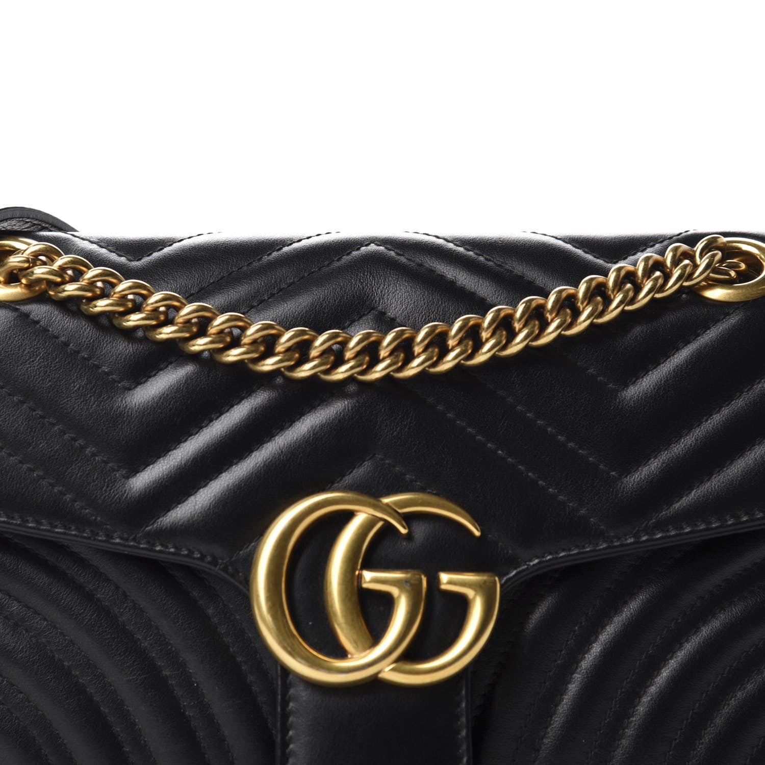 Gucci Calfskin Matelasse Small GG Marmont Shoulder Bag Black 10 of 10