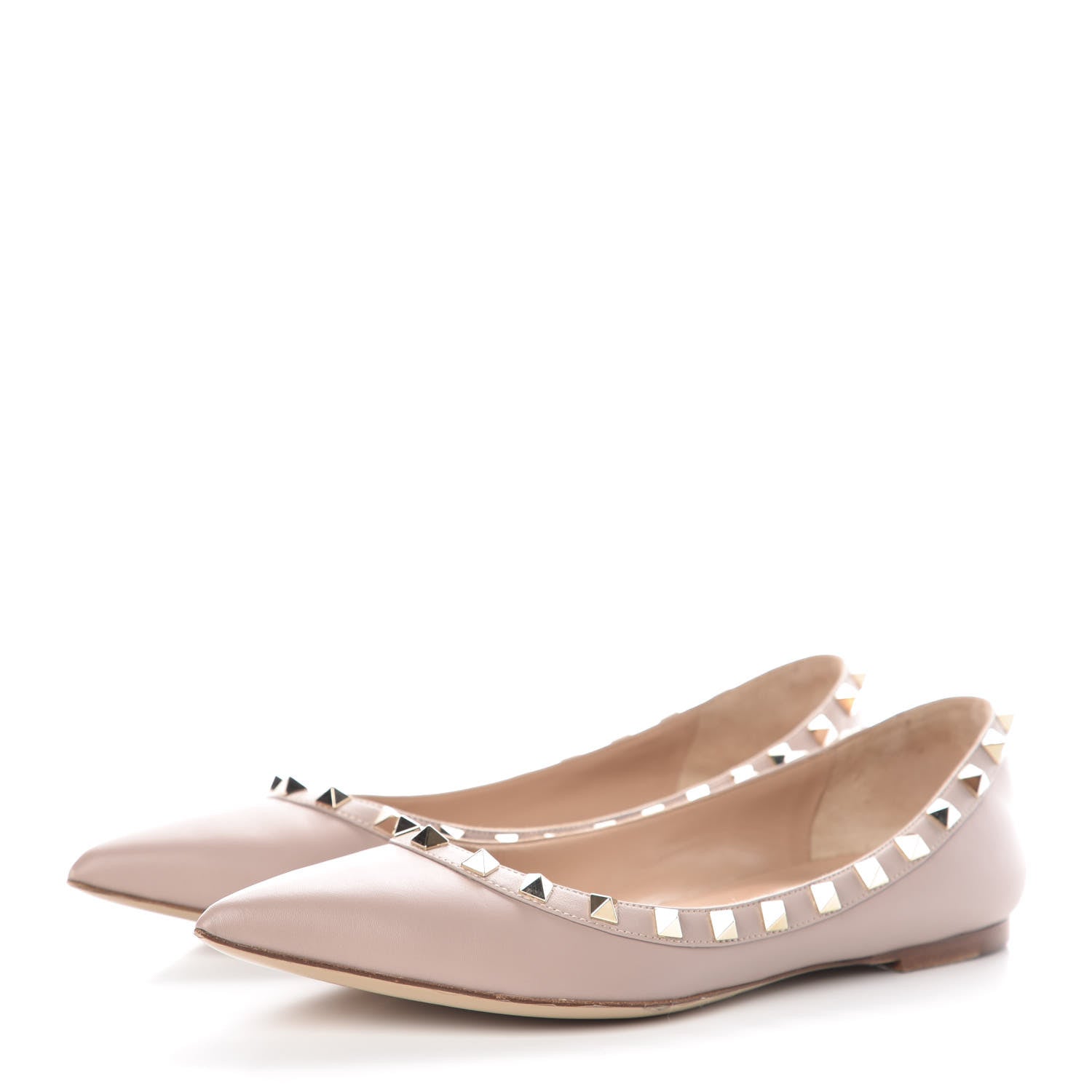 Valentino Garavani Nappa Rockstud Ballerina Flats 38.5 Poudre 3 of 10