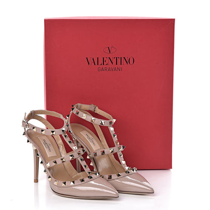 Valentino Garavani Patent Rockstud Ankle Strap Pumps 35.5 Poudre 8 of 8