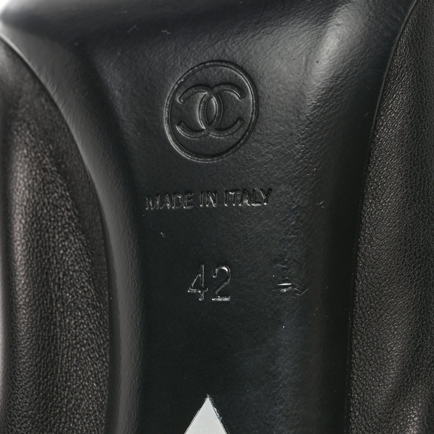 Lambskin CC Elastic Stretch Pumps 42 Black White