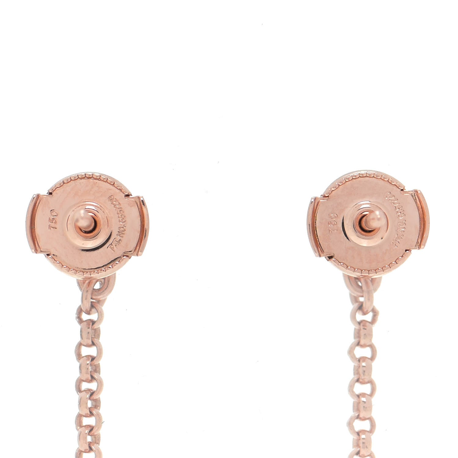 Hermes 18K Rose Gold Diamond Kelly Amulette Drop Earrings 3 of 6