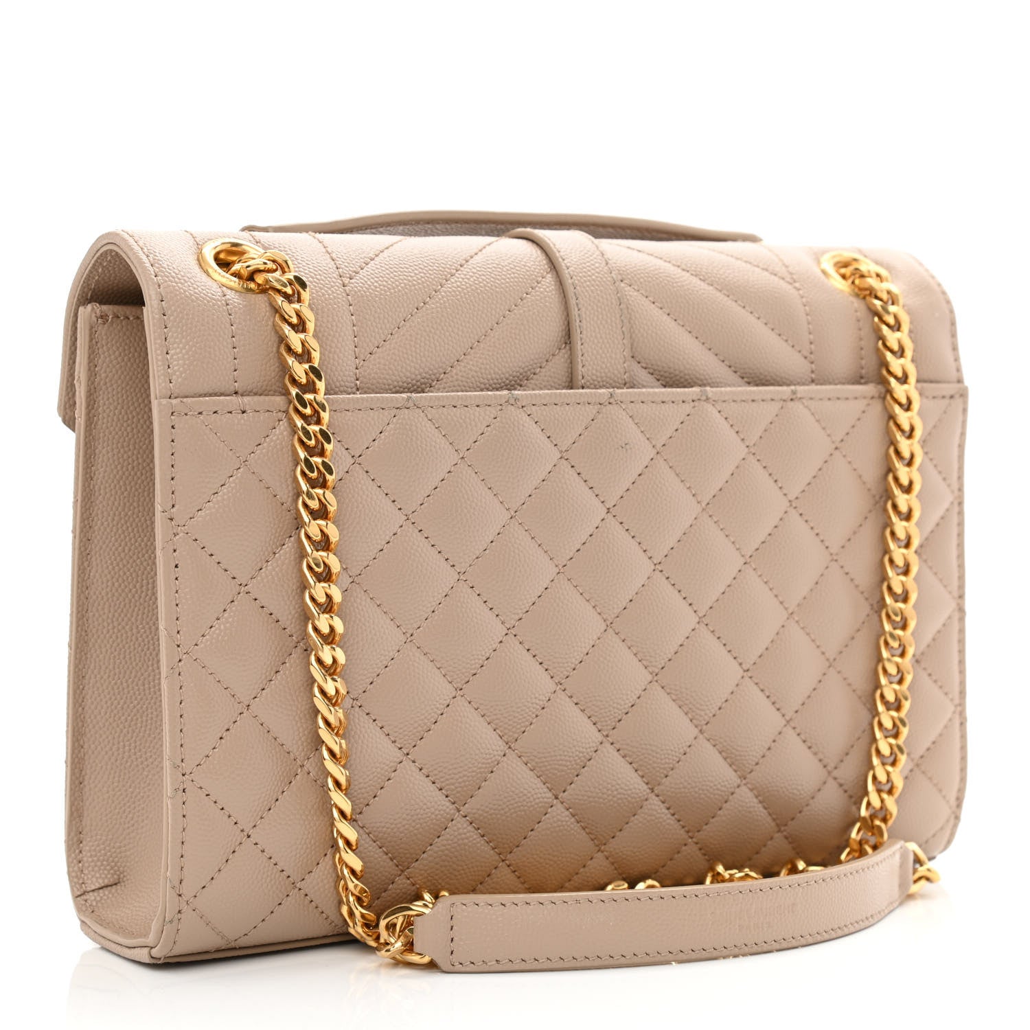 Saint Laurent Grain De Poudre Textured Mixed Matelasse Medium Triquilt Monogram Satchel Dark Beige 3 of 11