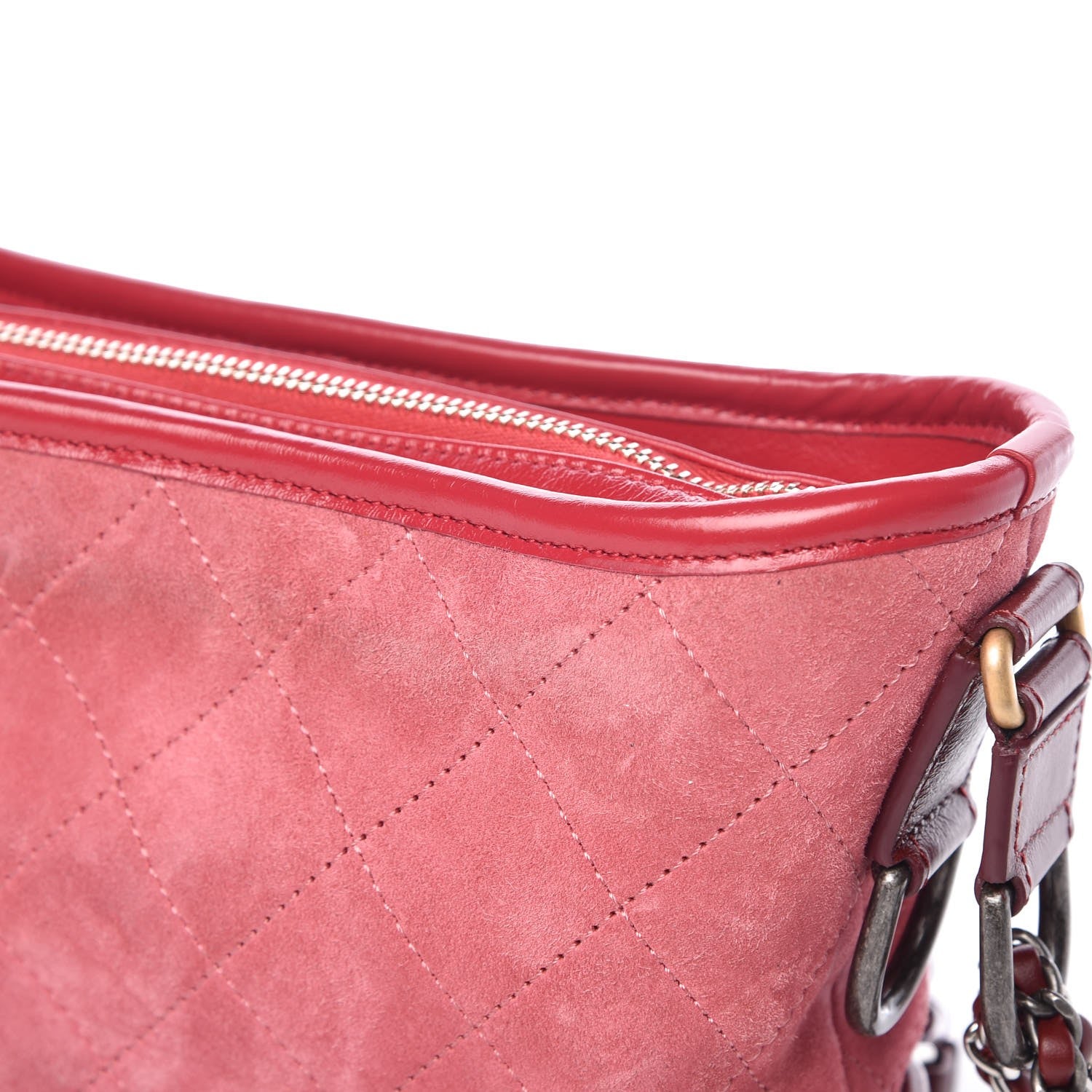 Chanel Suede Quilted Small Gabrielle Hobo Red 9 of 12