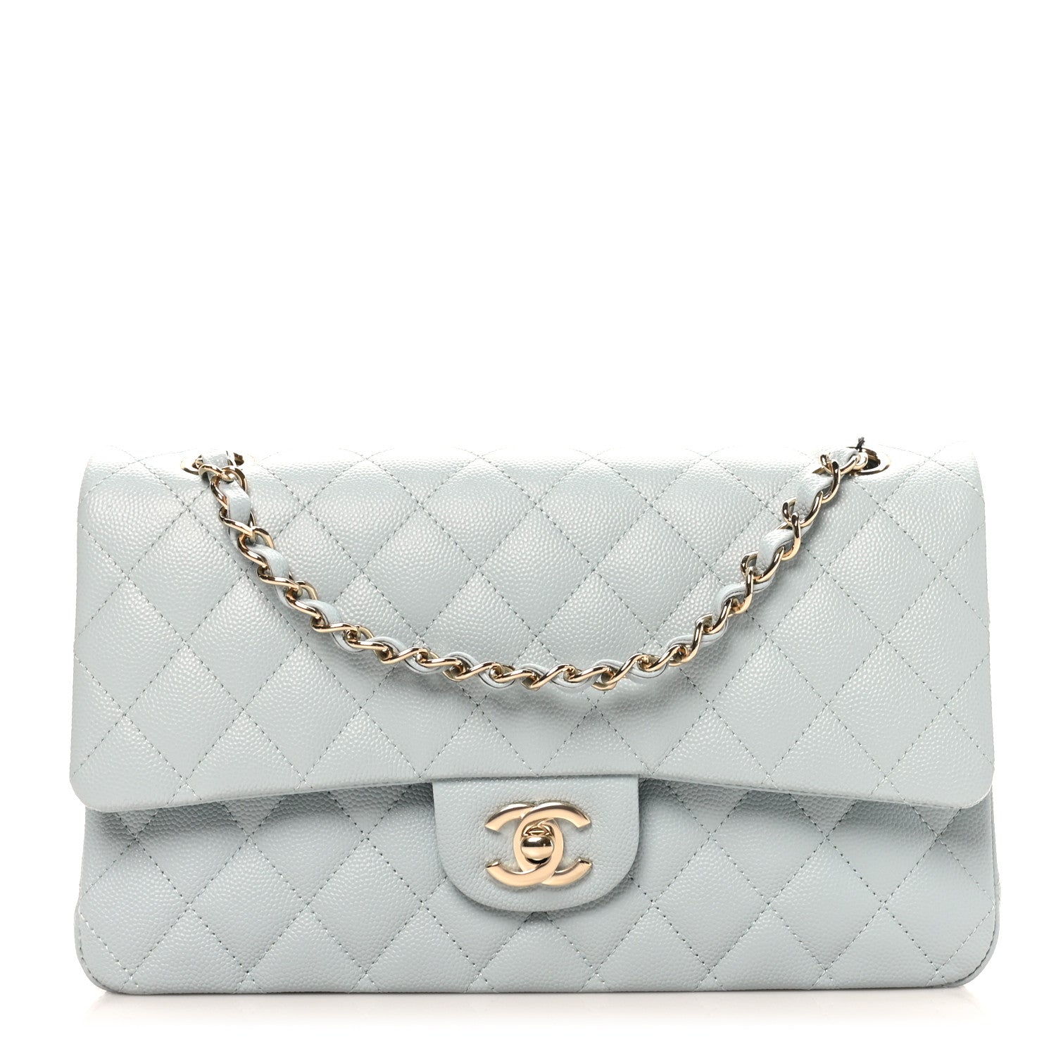 Chanel Caviar Quilted Medium Double Flap Light Blue 1 of 10
