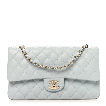 Chanel Caviar Quilted Medium Double Flap Light Blue 1 of 10