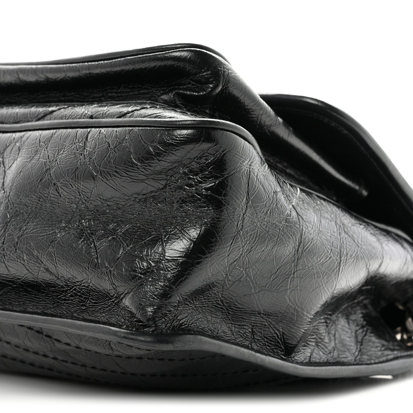Crinkled Calfskin Matelasse Monogram Medium Niki Chain Satchel Black