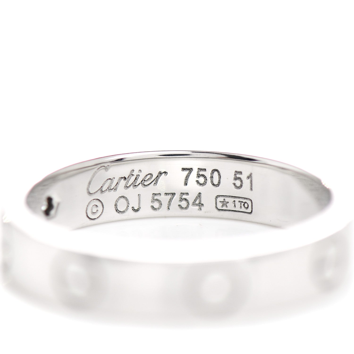 Cartier 18K White Gold Diamond 4mm LOVE Wedding Band Ring 51 5.75 4 of 4
