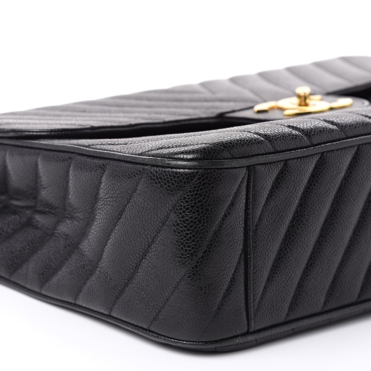 Chanel Caviar Chevron Quilted Maxi Single Flap Black 8 of 14