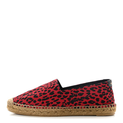 Saint Laurent Canvas Leopard Print Espadrilles 38 Red Black 1 of 10