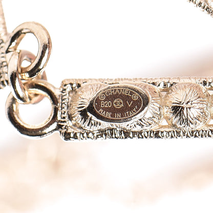 Chanel Crystal Cha-Nel Logo Drop Earrings Gold 3 of 5