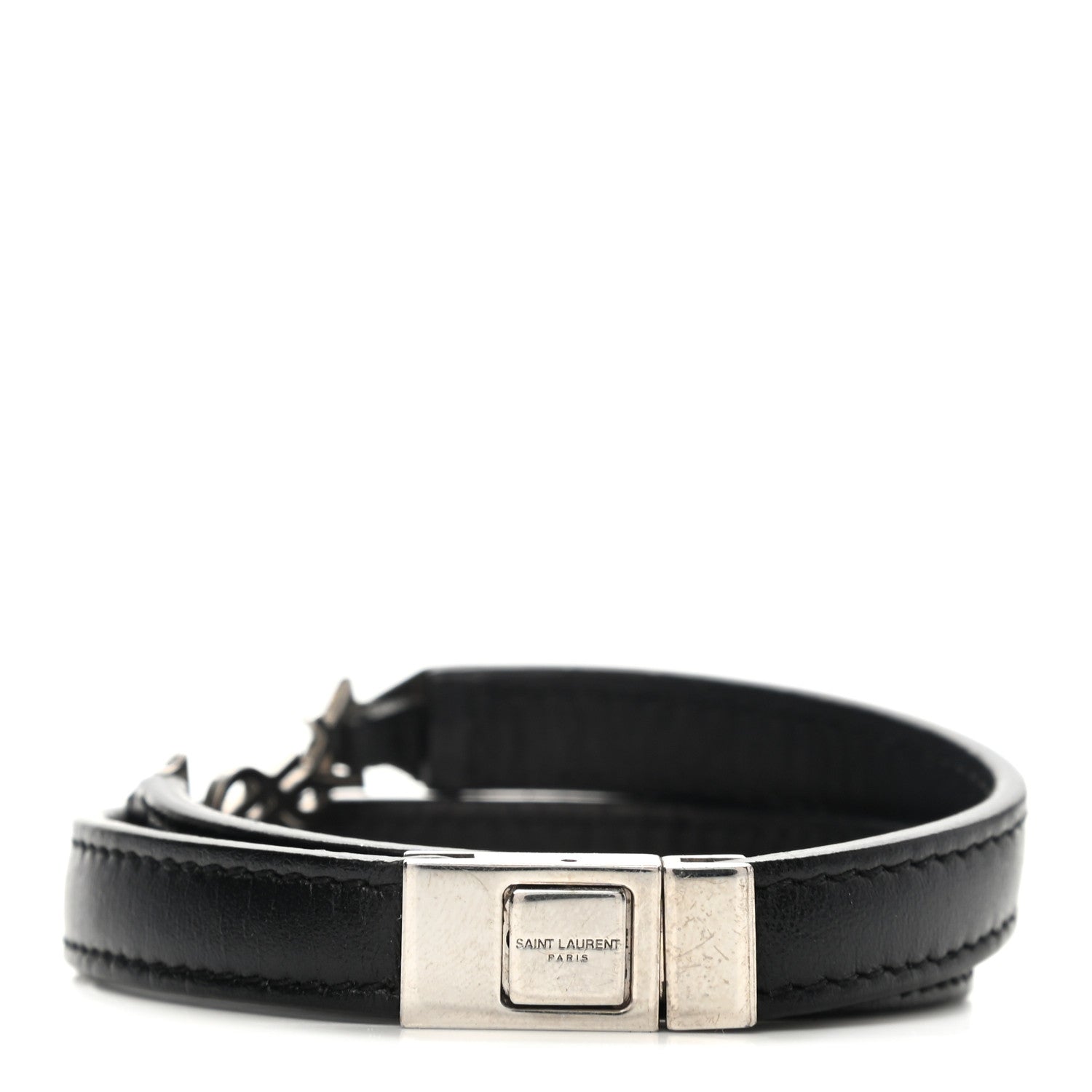 Saint Laurent Calfskin Double Wrap Bracelet Black 1 of 5