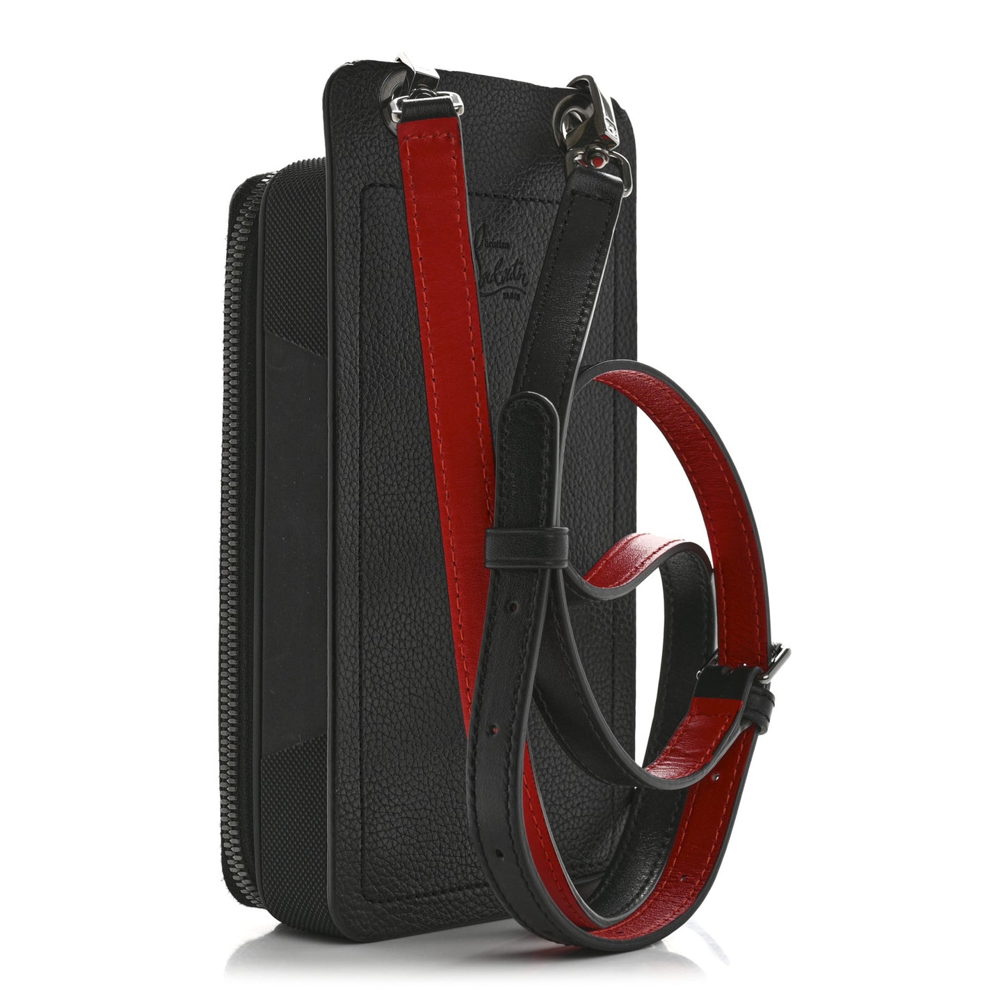 Calfskin Gomme Loubilab Phone Shoulder Bag Loubi Black