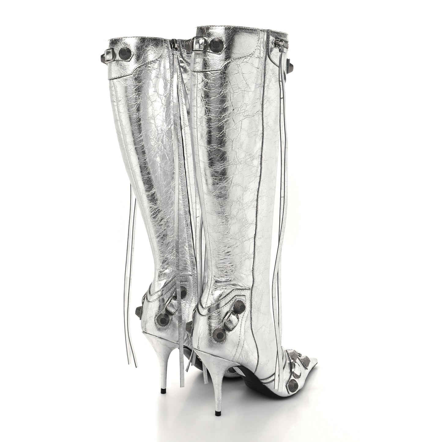 Metallic Agneau Arena Cagole 90mm Boots 37 Silver