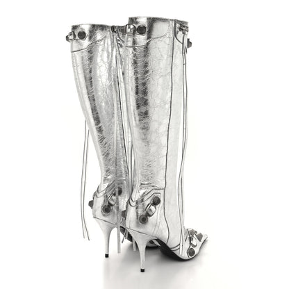 Balenciaga Metallic Agneau Arena Cagole 90mm Boots 37 Silver 4 of 8