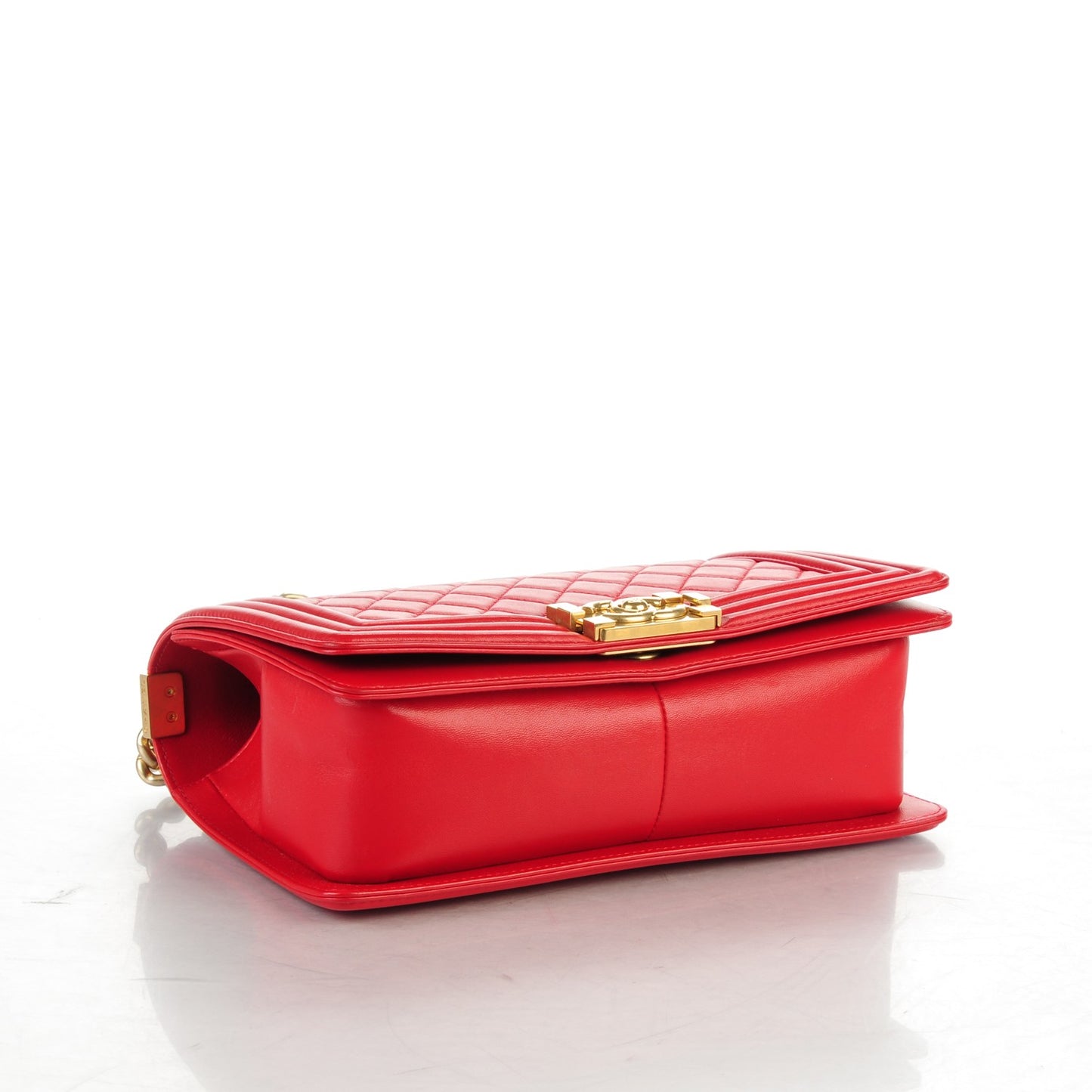 Lambskin Quilted Medium Boy Flap Red