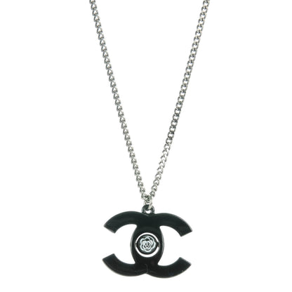 Chanel Enamel CC Camellia Necklace Black 1 of 7