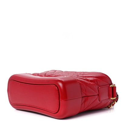 Chanel Aged Calfskin Chevron Quilted Small Gabrielle Hobo Red 9 of 11