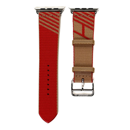 Hermes Nylon Weave 44mm Sangle Jumping Apple Watch Single Tour Band Kraft Rouge De Coeur 1 of 6
