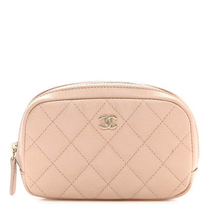 Chanel Caviar Quilted Small Curvy Pouch Cosmetic Case Light Beige 1 of 10