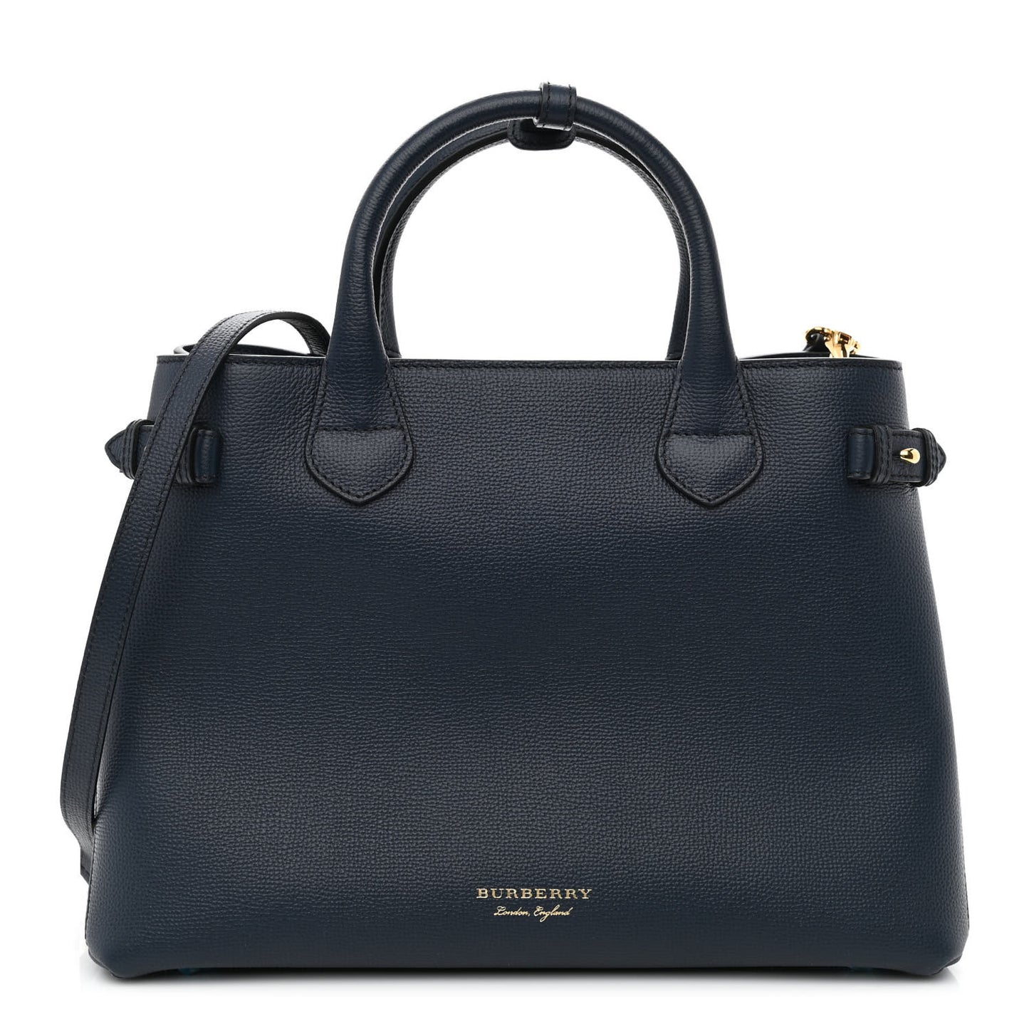 Derby Calfskin House Check Medium Banner Tote Ink Blue