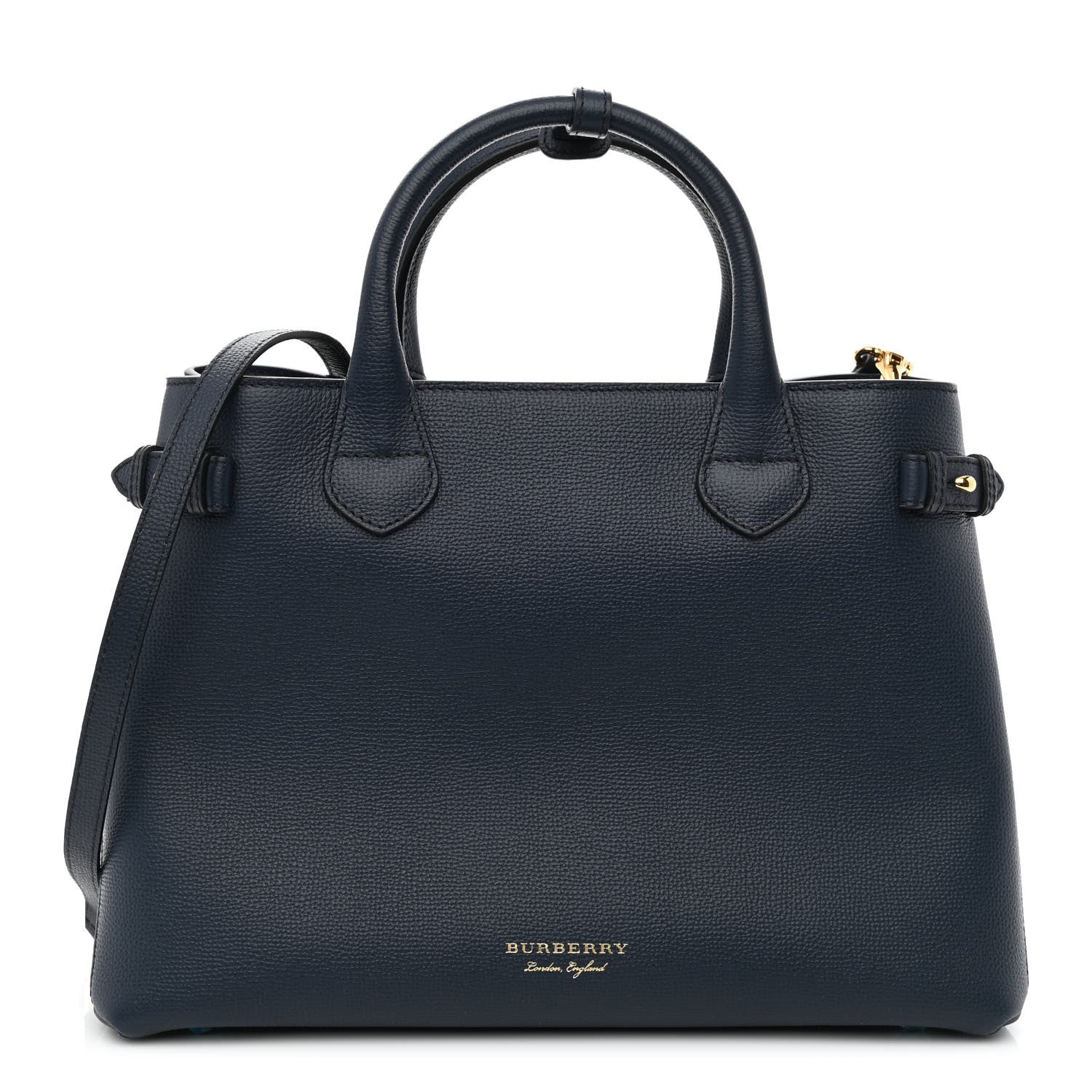 Burberry Derby Calfskin House Check Medium Banner Tote Ink Blue 1 of 11