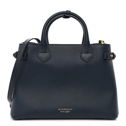 Burberry Derby Calfskin House Check Medium Banner Tote Ink Blue 1 of 11