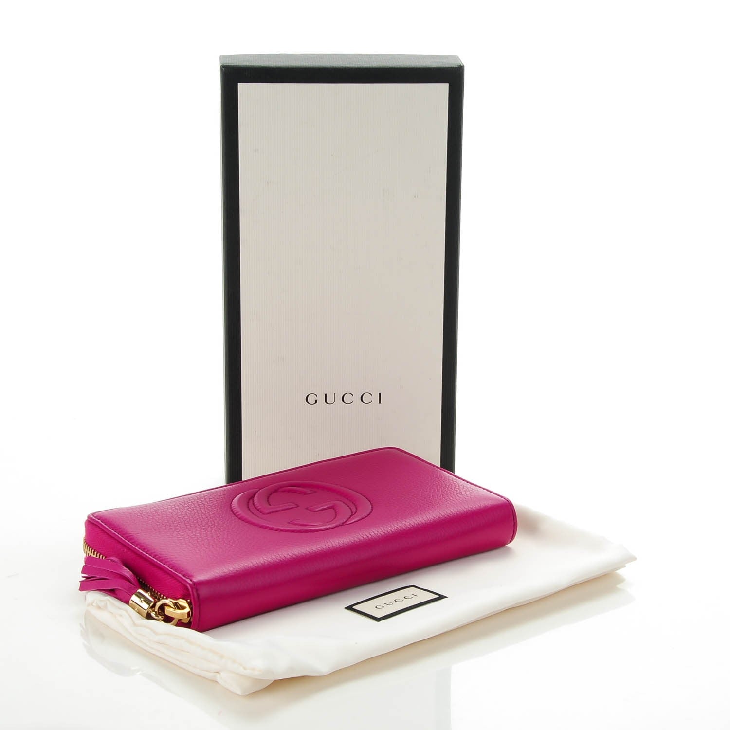 Gucci Pebbled Calfskin Soho Zip Around Wallet Bright Bougainvillea 4 of 7
