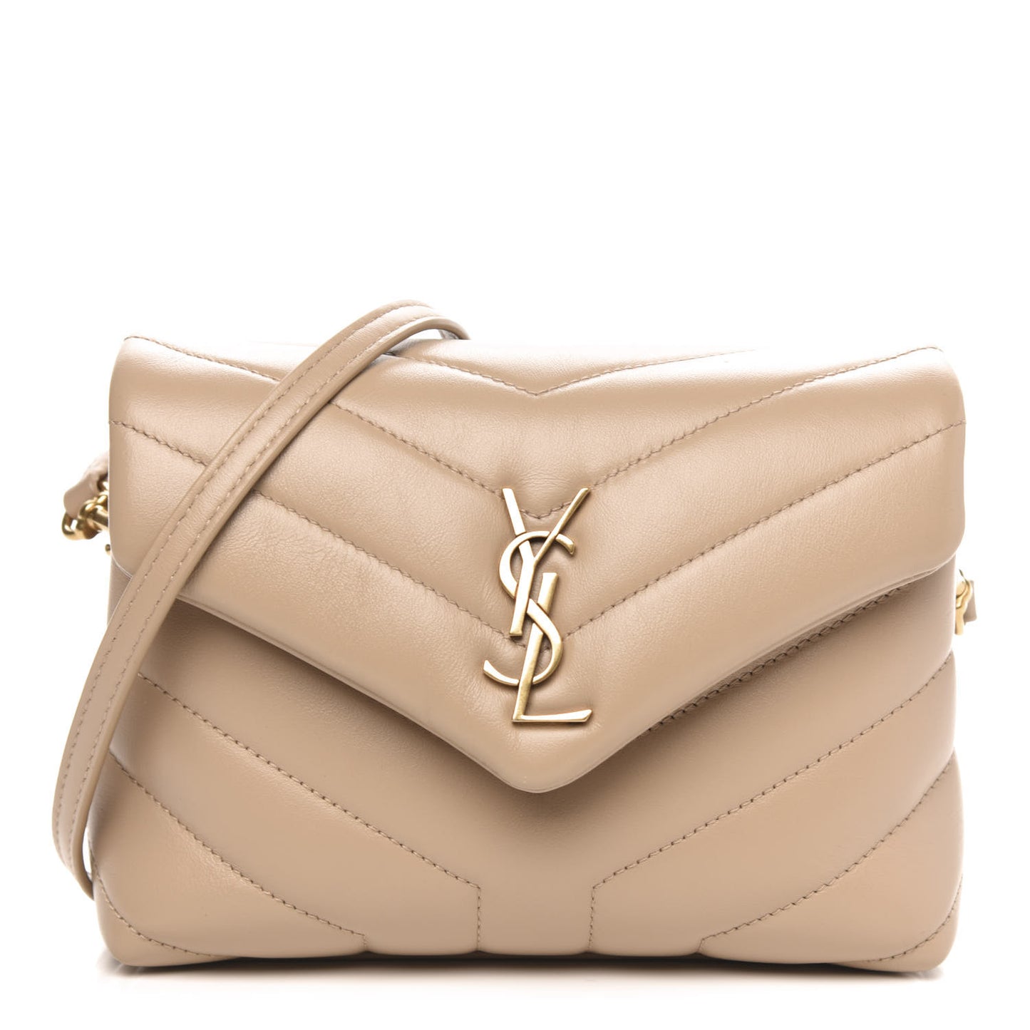Calfskin Y Quilted Monogram Toy Loulou Crossbody Bag Dark Beige