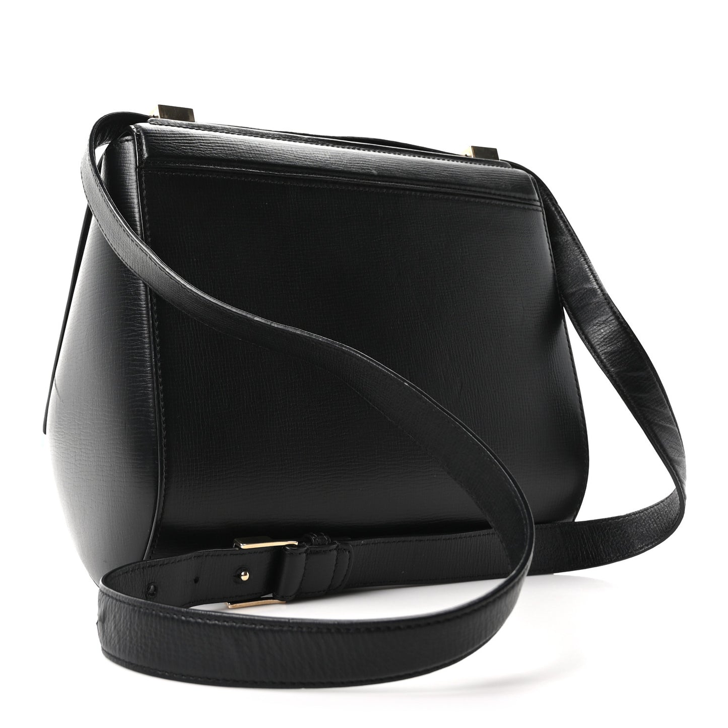 Textured Calfskin Medium Pandora Box Crossbody Bag Black