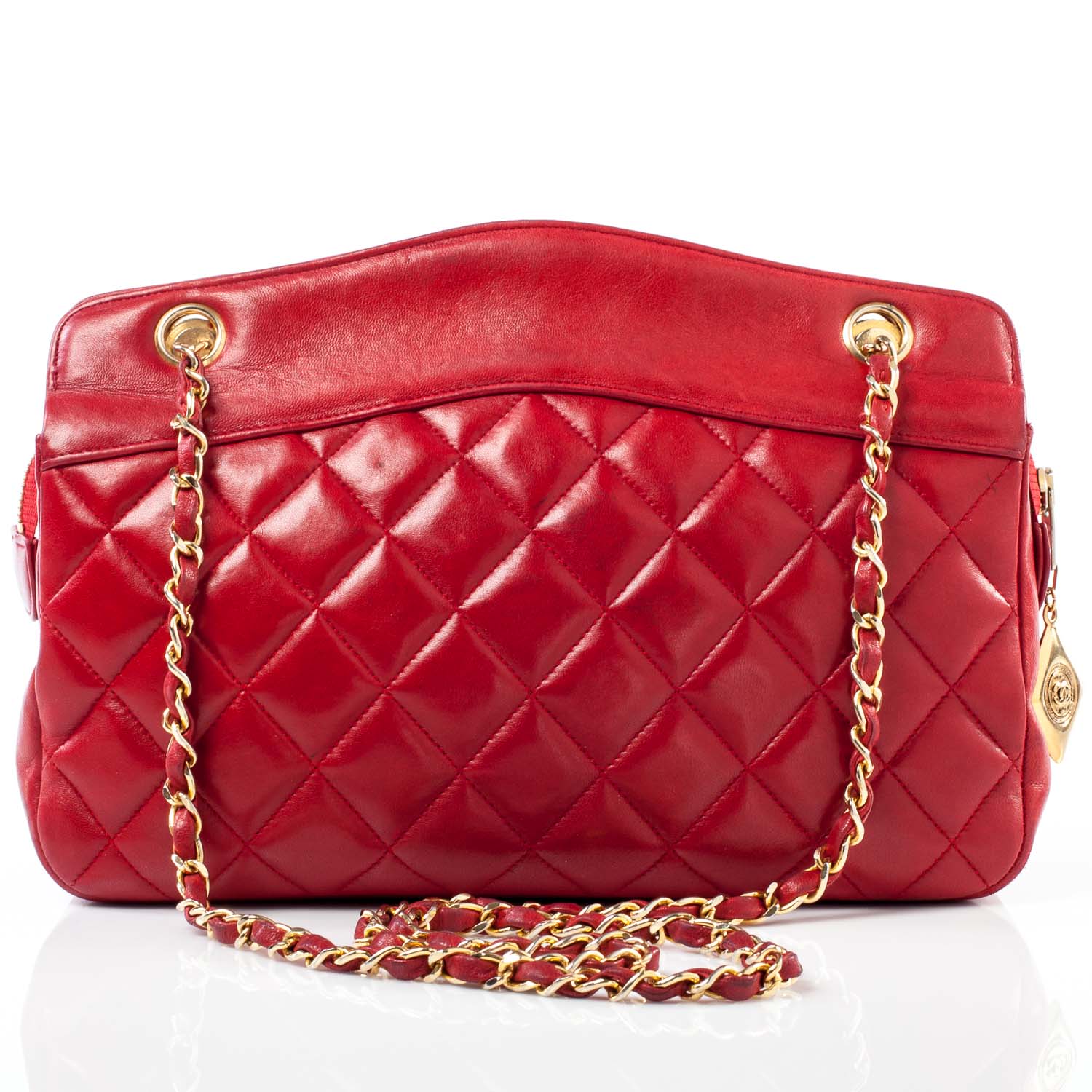 Chanel Lambskin Quilted Shoulder Bag Red 4 of 11