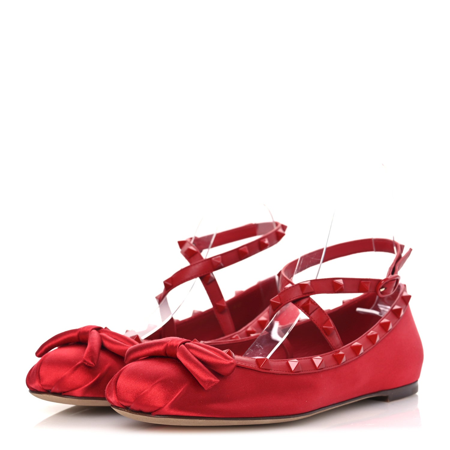 Valentino Garavani Satin Nappa Rockstud Ballerina Flats 40 Rouge Pur 4 of 11