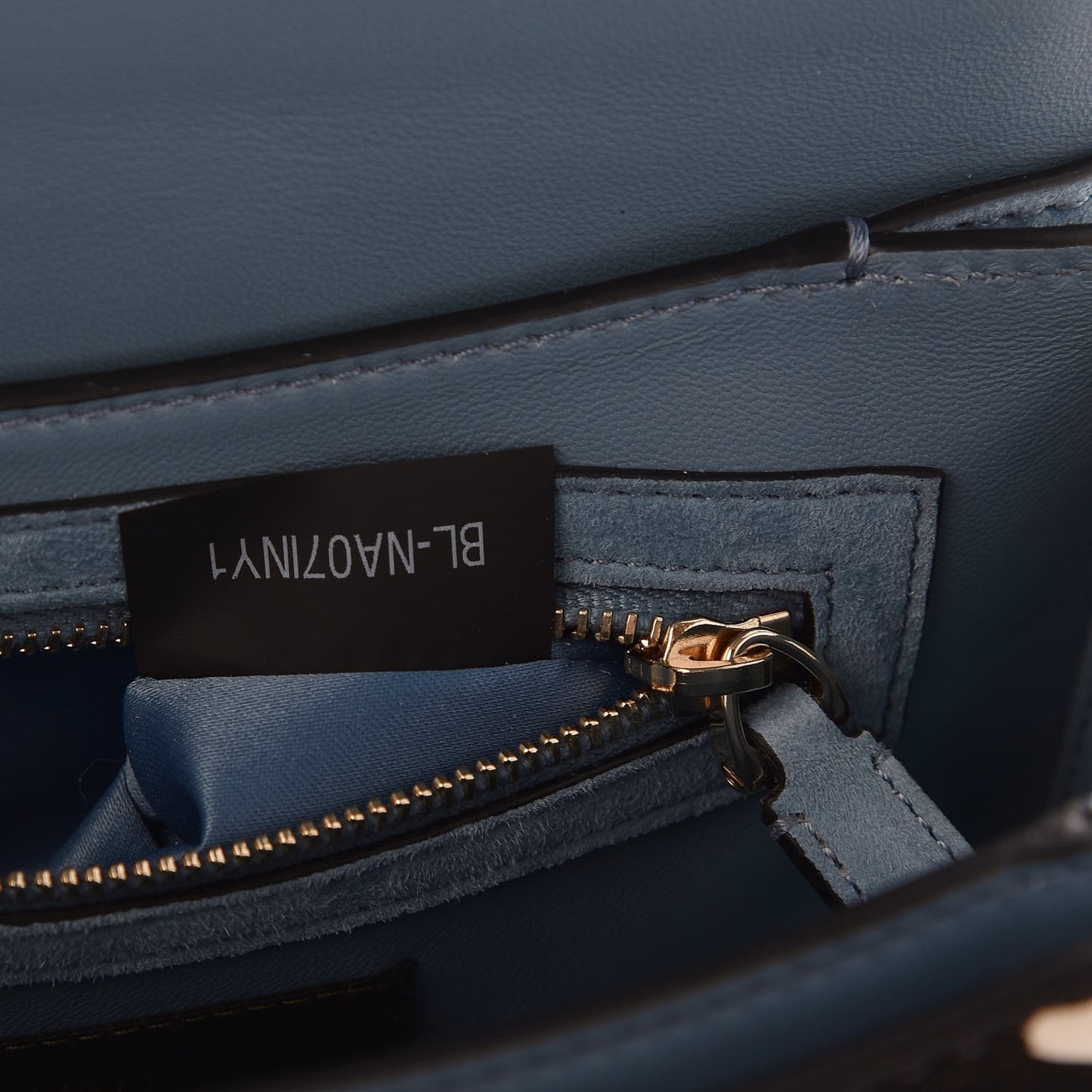 Suede Panther Chain Flap Bag Grey Sky