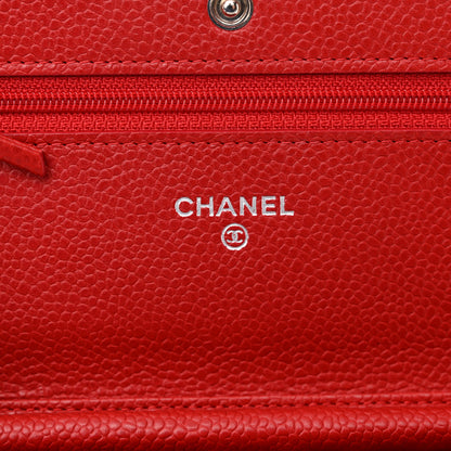Chanel Caviar Quilted Wallet on Chain WOC Red 6 of 13