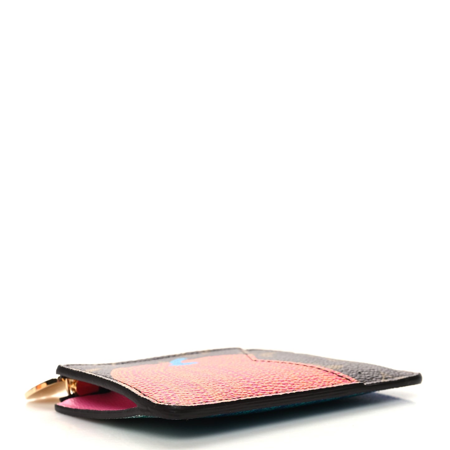 LV X YK Monogram Kusama Pumpkin Zipped Romy Card Holder