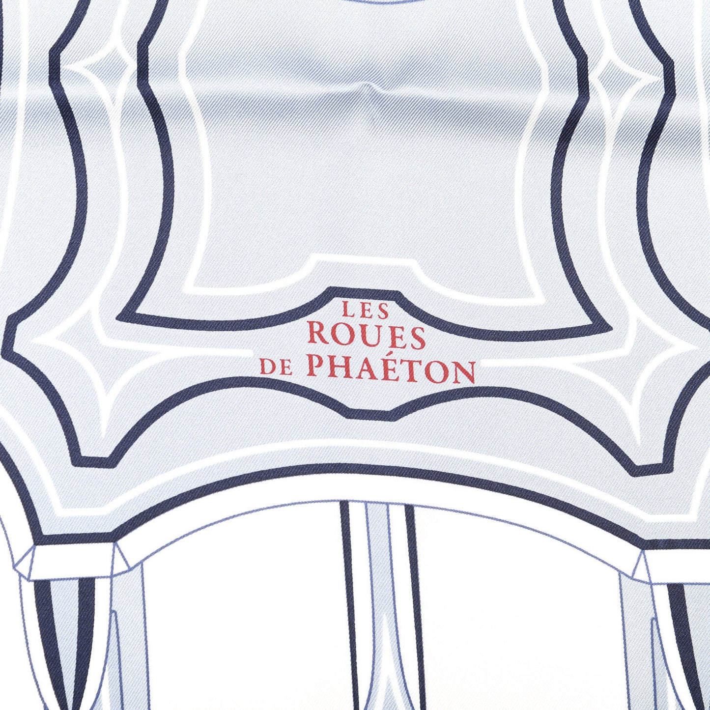 Silk Les Roues De Phaeton Scarf 90 Ivoire Bleu Gris Bleute