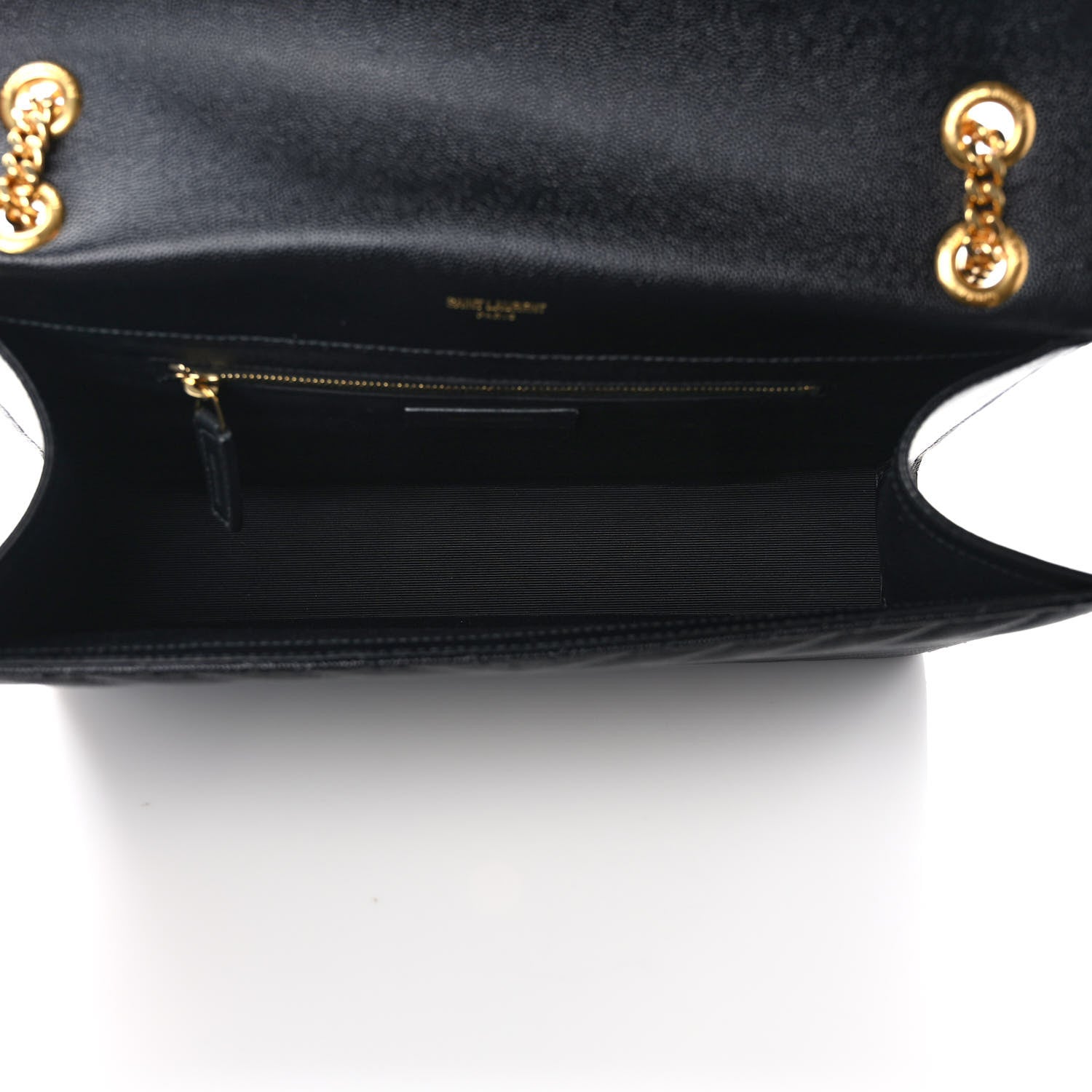 Saint Laurent Grain De Poudre Matelasse Chevron Large Monogram Satchel Black 4 of 7