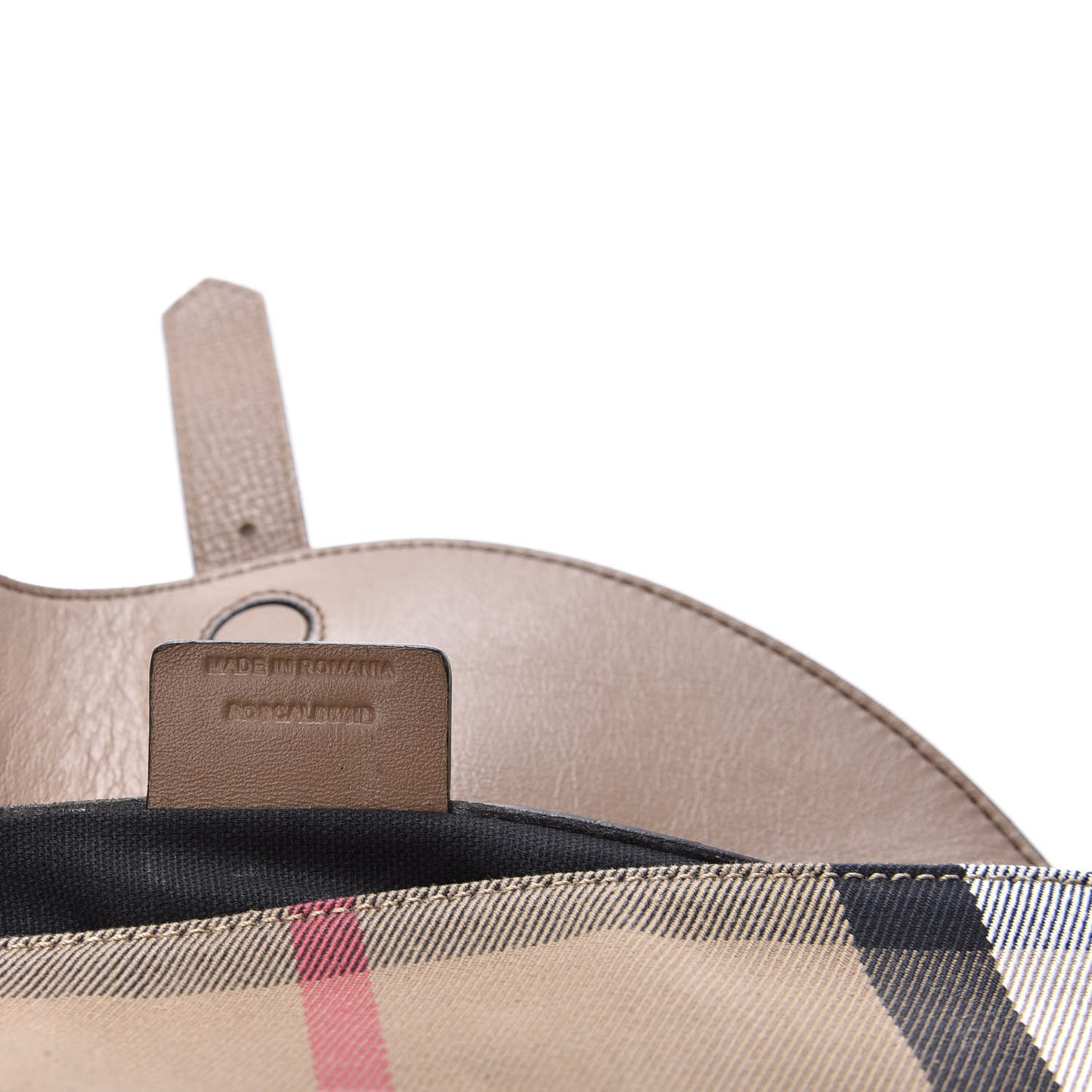Horseshoe Calfskin House Check Small Milton Crossbody Bag Tan