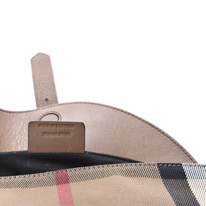 Burberry Horseshoe Calfskin House Check Small Milton Crossbody Bag Tan 11 of 12