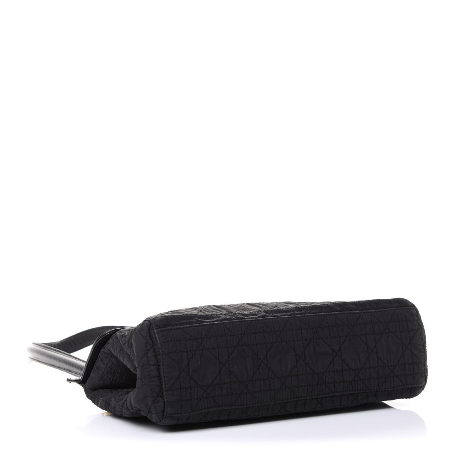 Nylon Glazed Calfskin Cannage Shoulder Bag Black