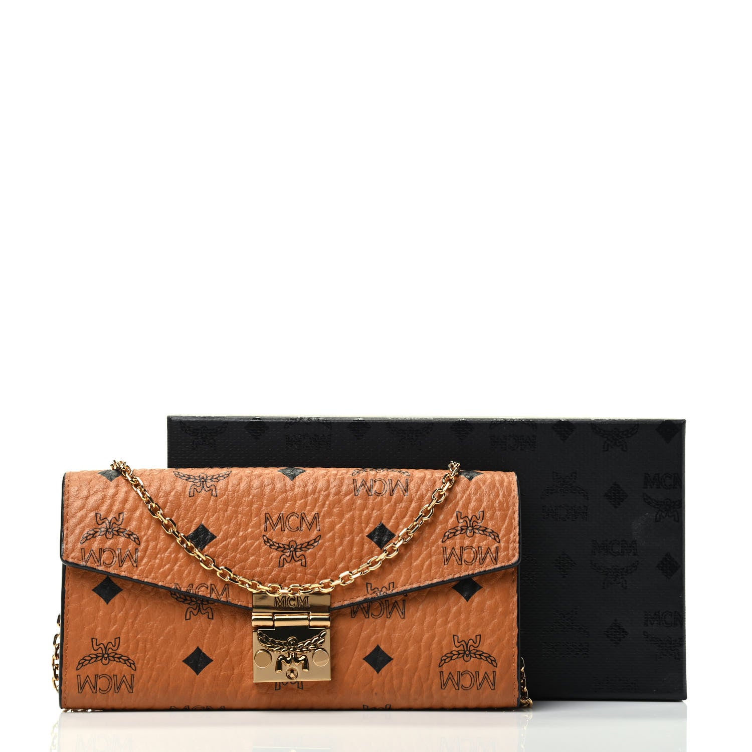 MCM Visetos Large Patricia Wallet On Chain Cognac 4 of 4